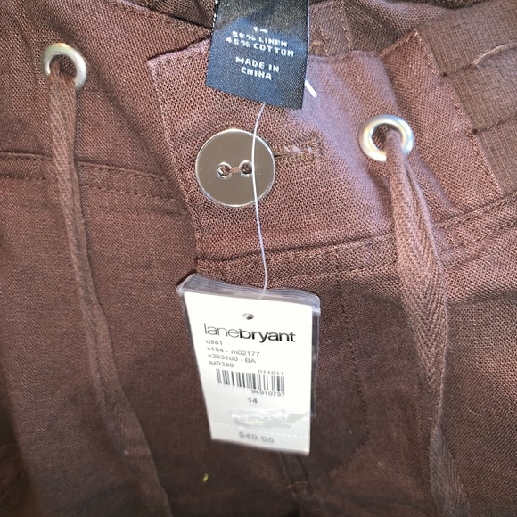 NWT Lane Bryant brown linen pants 14 - Picture 2 of 4